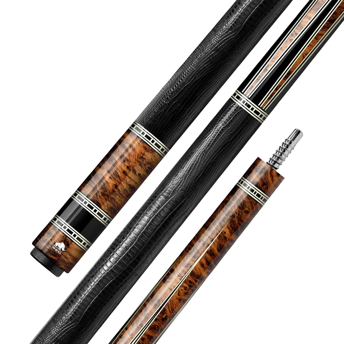 Rhino Retrô Cue Butt - Thuya - Lizard Embossed Microfiber Leather Wrap & Point 1