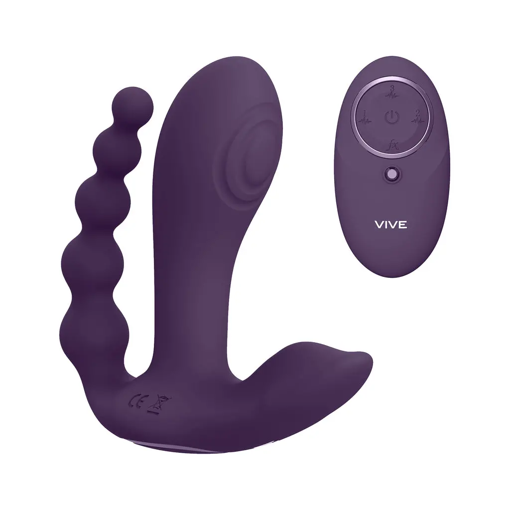 Vive Kata - Pulse Wave & Vibrating Double Penetration Vibrator - Purple 1