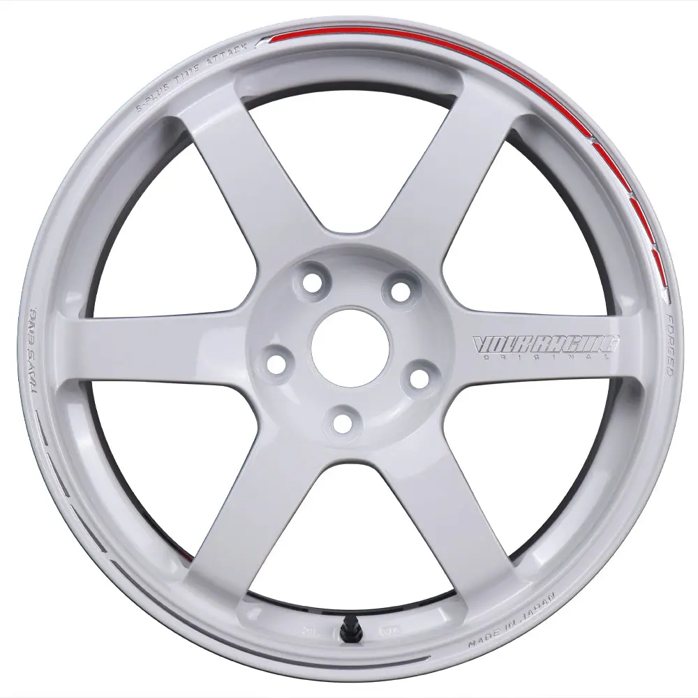 Volk Racing Te37 Saga S-Plus Time Attack Wheels - White/Redot / 18X9.5 / 5X120 / +38 1