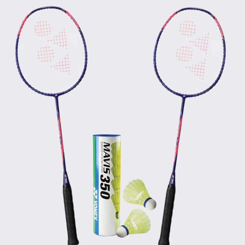 Yonex Badminton Combo Set (2 Voltric Ace Rackets + 1 Tube Of Mavis 350 Shuttlecock) 1