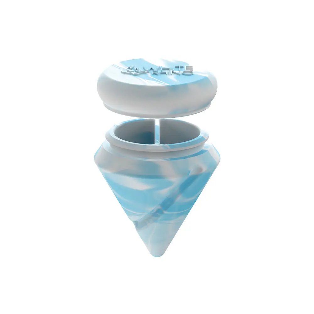 Diamond Spinner Carb Cap Glow In The Dark Silicone Jar + Terp Ball - Blue White 1