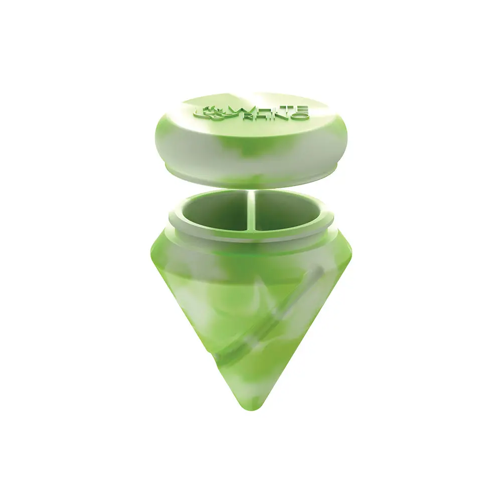 Diamond Spinner Carb Cap Glow In The Dark Silicone Jar + Terp Ball - Green White 1
