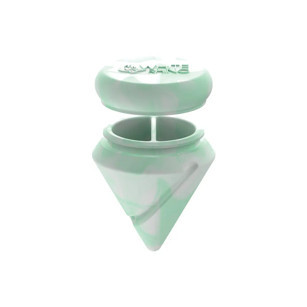 Diamond Spinner Carb Cap Glow In The Dark Silicone Jar + Terp Ball - Mint White 1