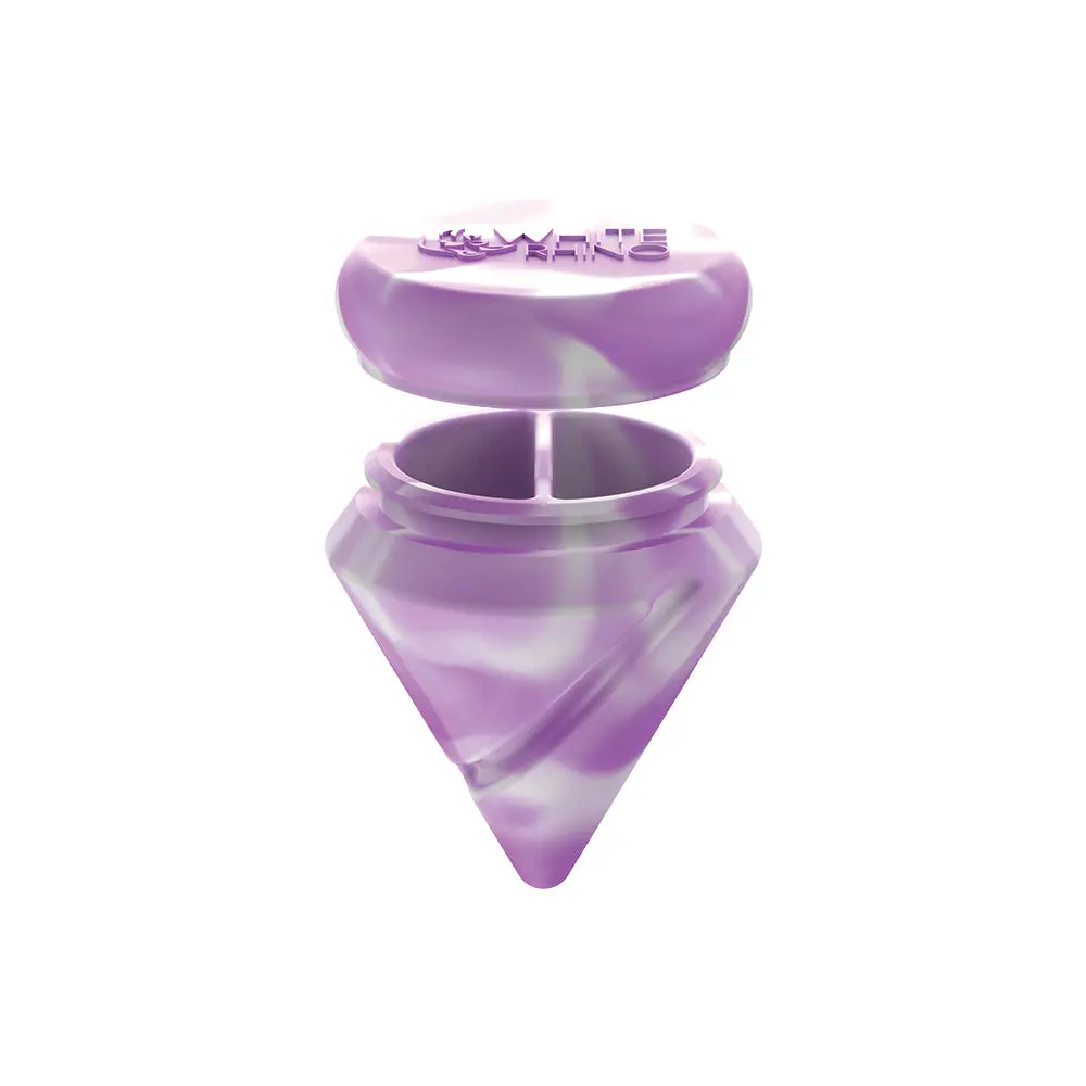 Diamond Spinner Carb Cap Glow In The Dark Silicone Jar + Terp Ball - Purple White 1