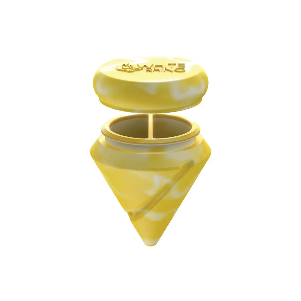 Diamond Spinner Carb Cap Glow In The Dark Silicone Jar + Terp Ball - Yellow White 1