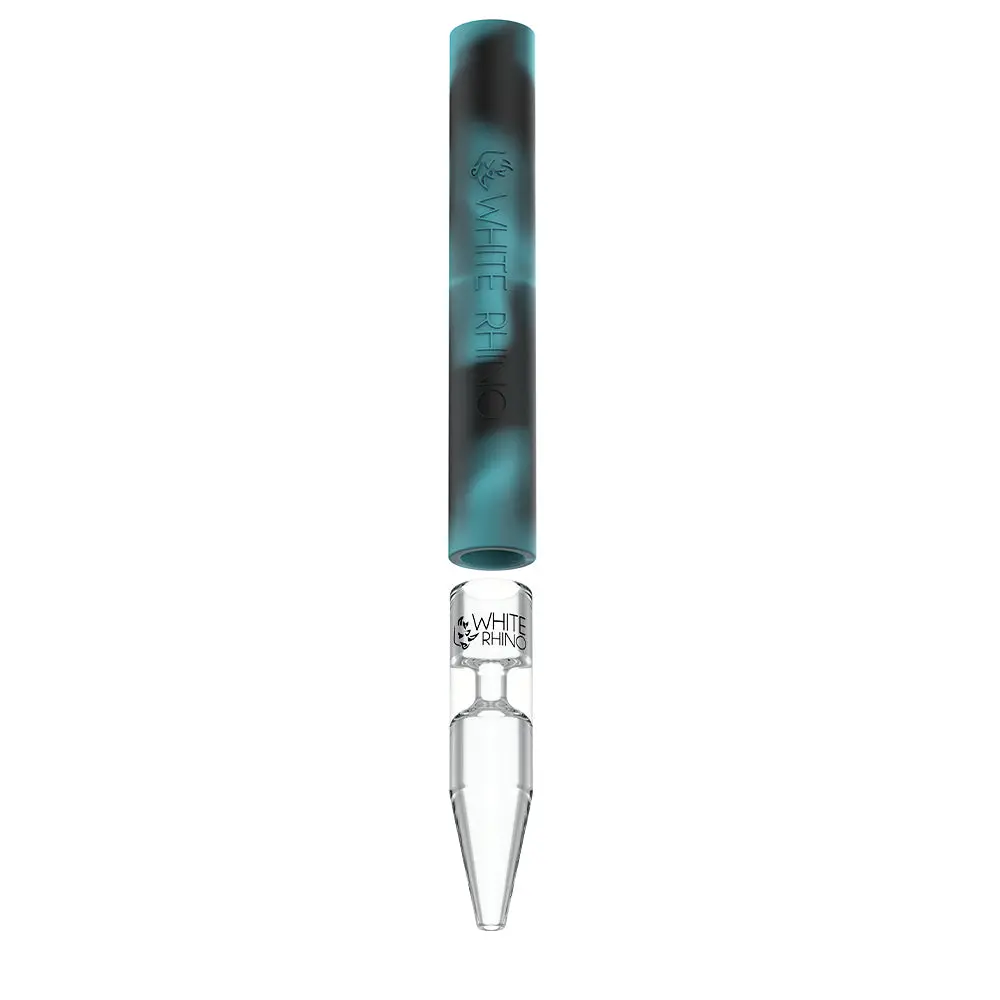 Rotate™ Chillum To Straw Pyrex - Turquoise Black 1