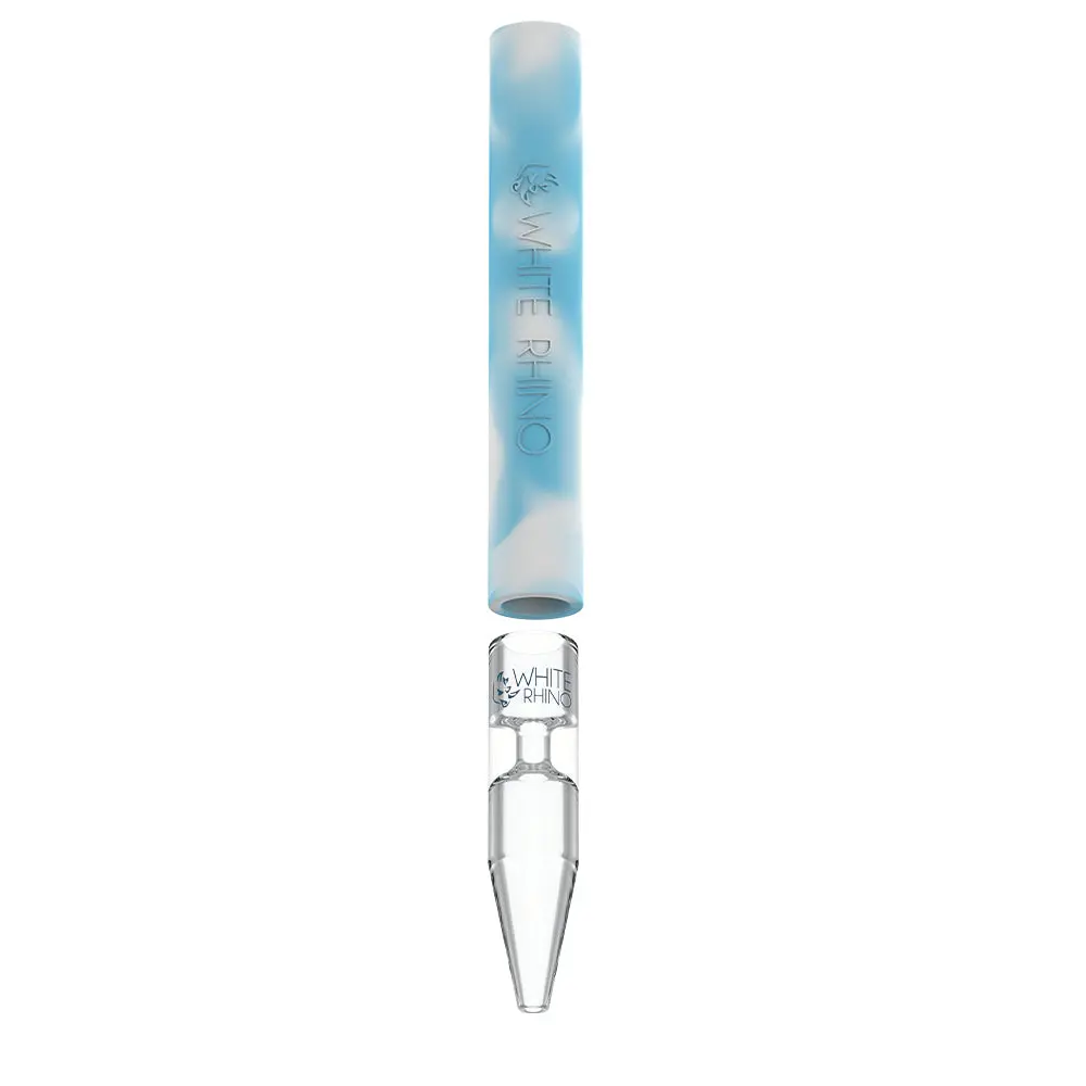 Rotate™ Chillum To Straw Quartz Glow In The Dark - Blue White 1