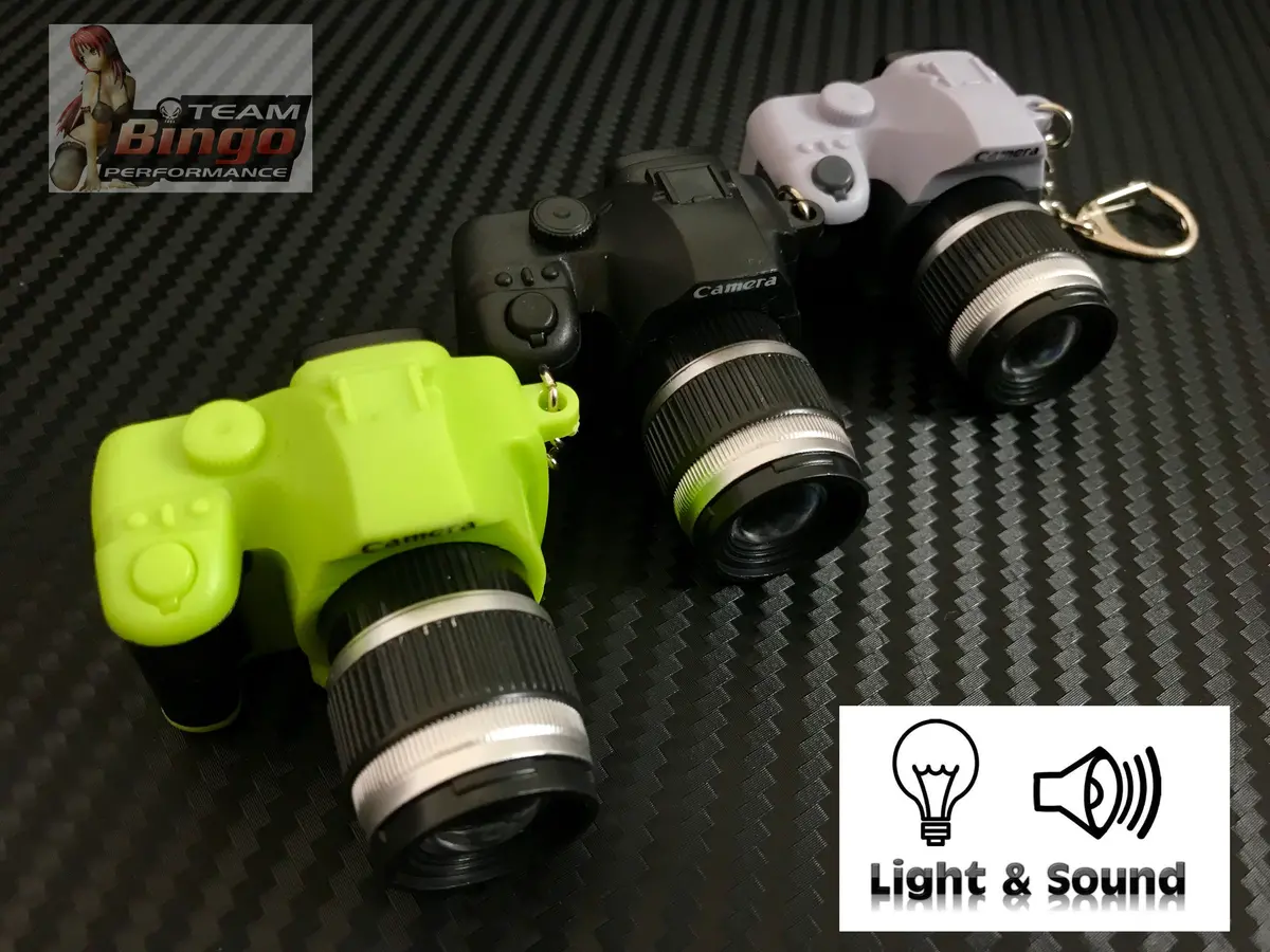 Dslr Camera Key Ring With Led Flash & 3 Burst Sound Green, Black & Grey 1