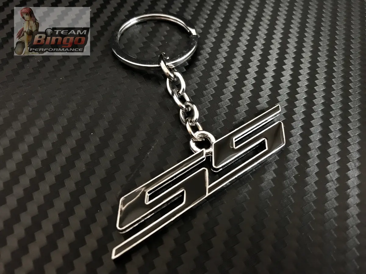 Holden / Camaro Polished Ss Logo Key Rings Black, Red & White 1