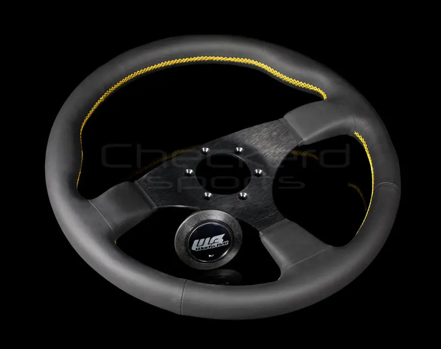 Works Bell Type Iii Steering Wheel - Black Leather / Yellow Stitching 1