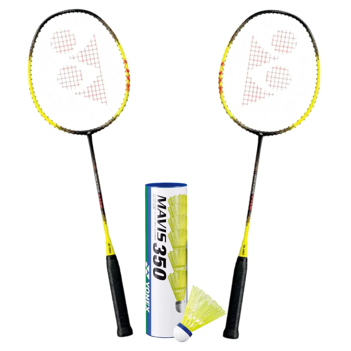Yonex Badminton Combo Set (2 Voltric Lite Rackets + 1 Tube Of Mavis 350 Shuttlecock) 1