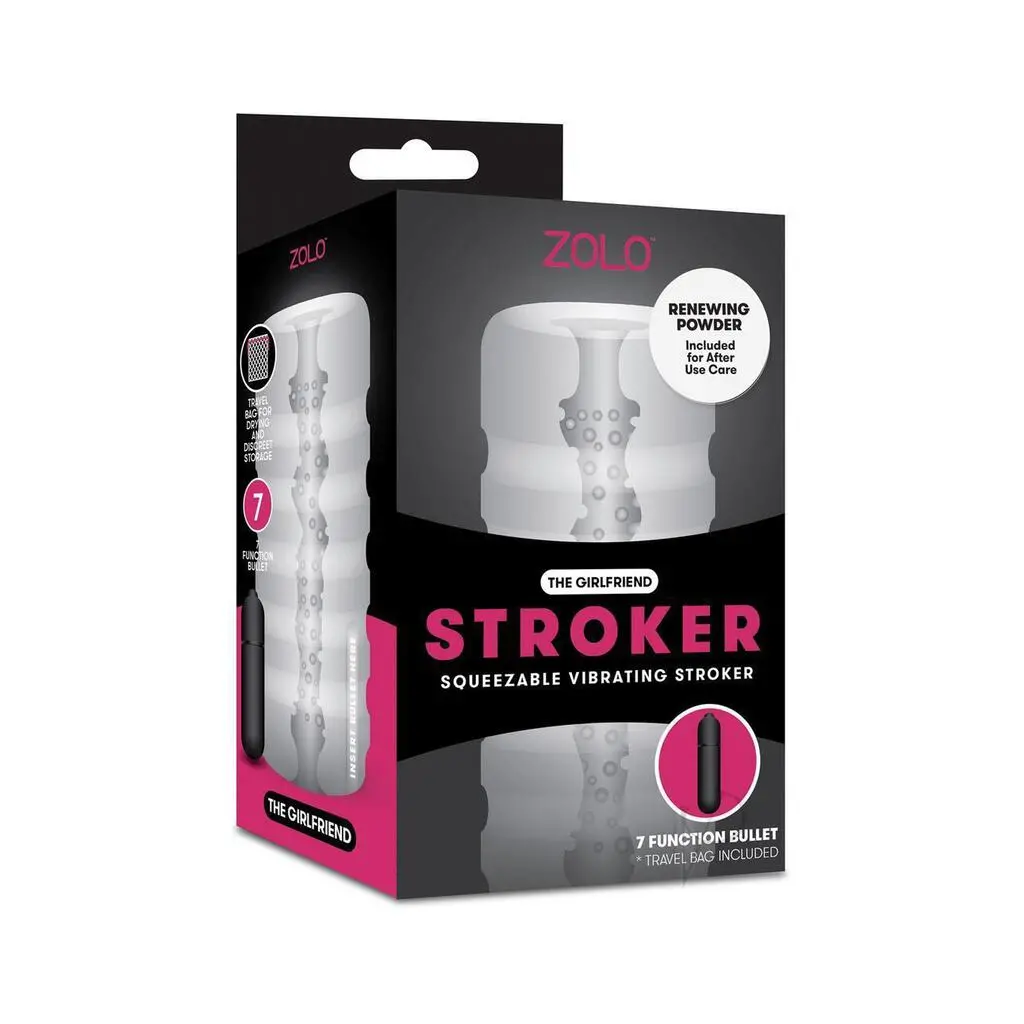 Zolo The Girlfriend Stroker Squeezable Vibrating Masturbator With Bullet - Clear 1