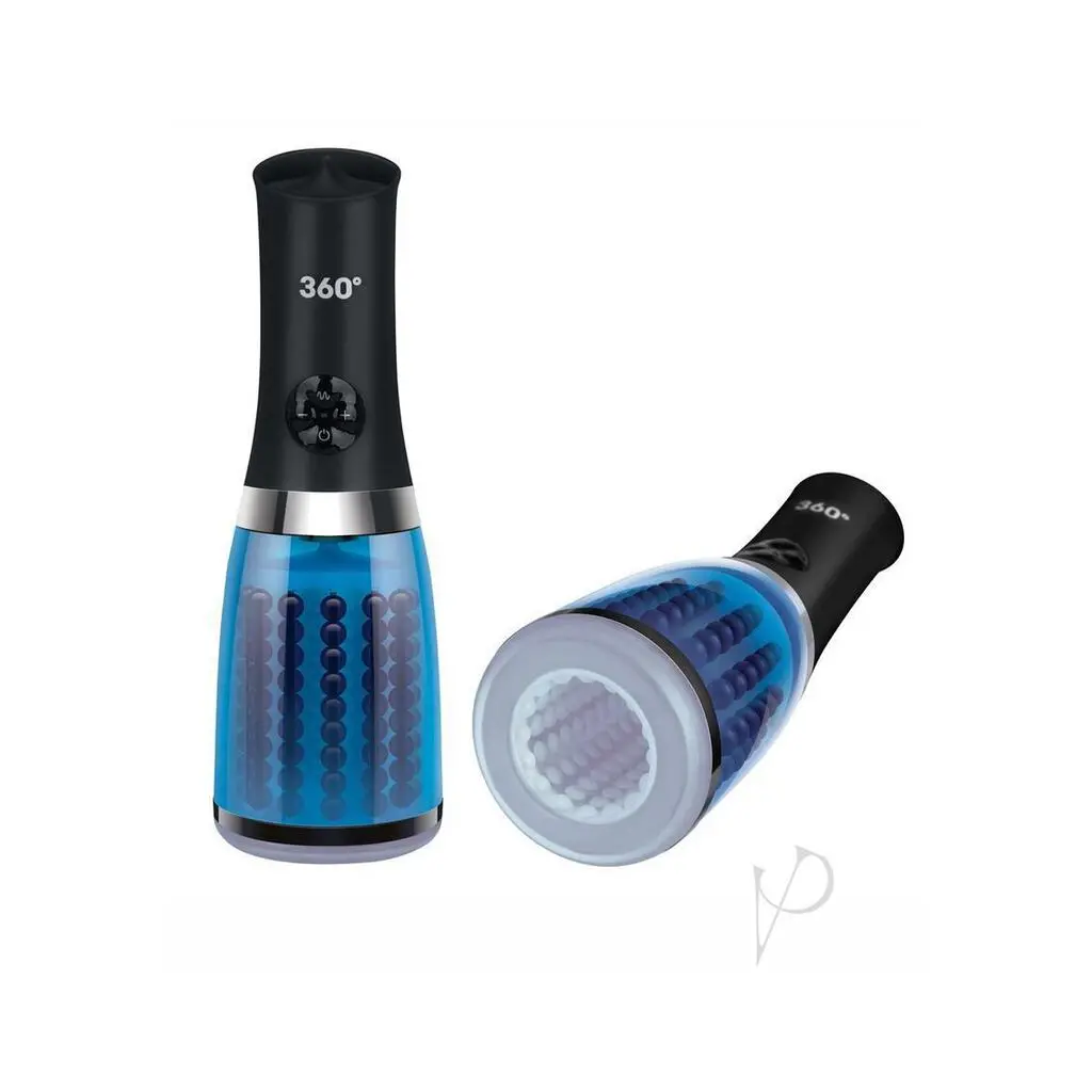 Zolo 360 Rotating Beaded Masturbator - Blue/Black 1