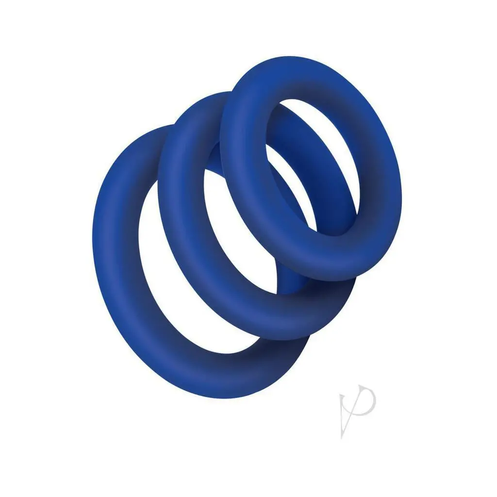Zolo Extra Thick Silicone Cock Ring (3 Pack) - Navy 1