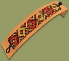 Beaded Bracelet Flat Brown Gold Black 1