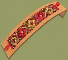 Beaded Bracelet Flat Red Gold Black 1