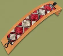 Beaded Bracelet Flat Red Silver Black 1