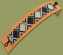 Beaded Bracelet Flat Silver Black 1