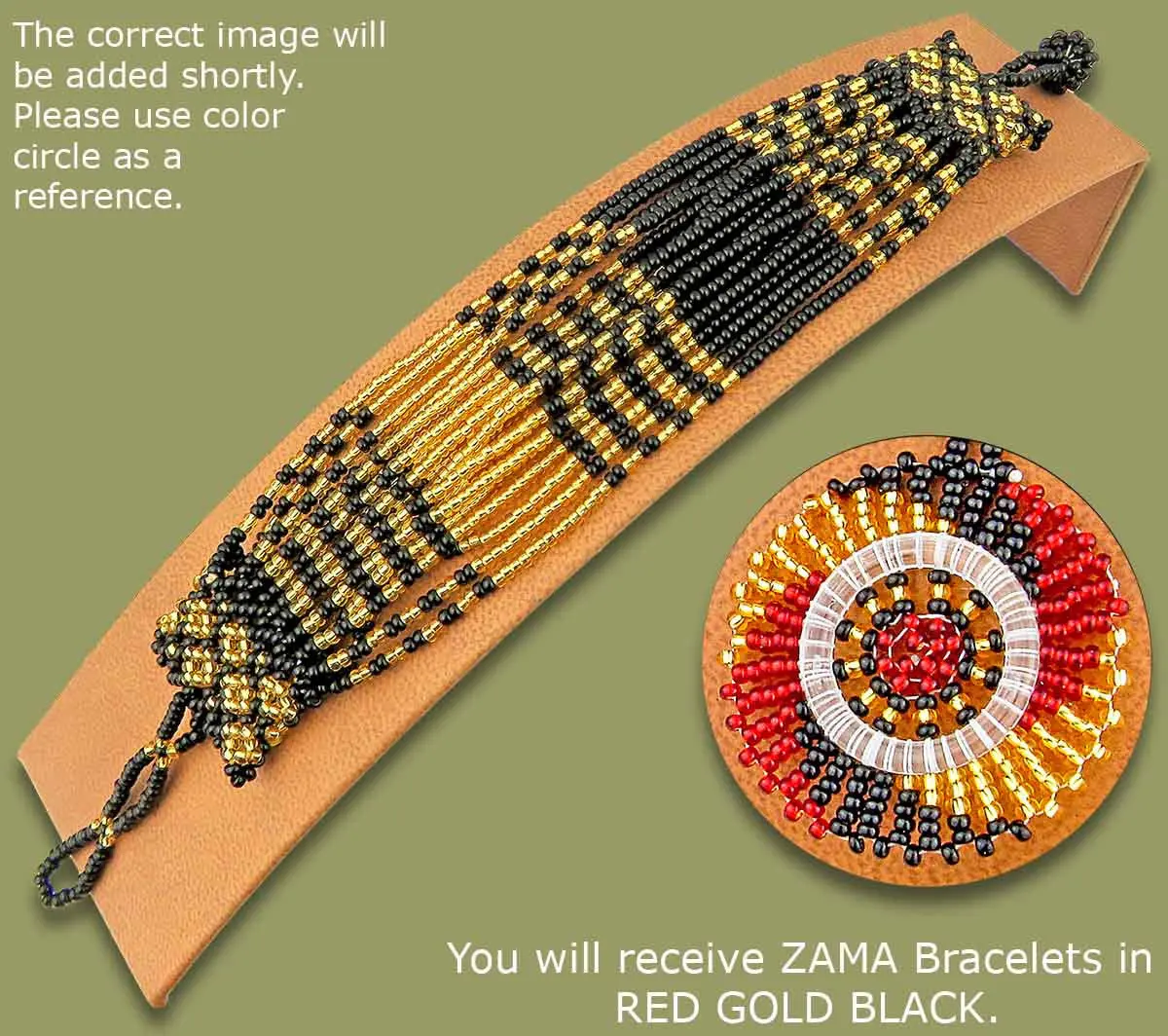 Beaded Bracelets Zama Red Gold Black 1