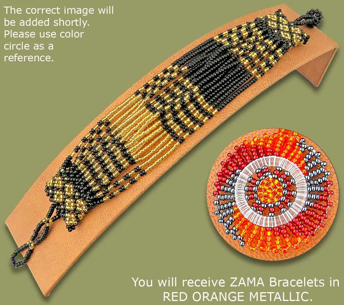 Beaded Bracelets Zama Red Orange Metallic 1