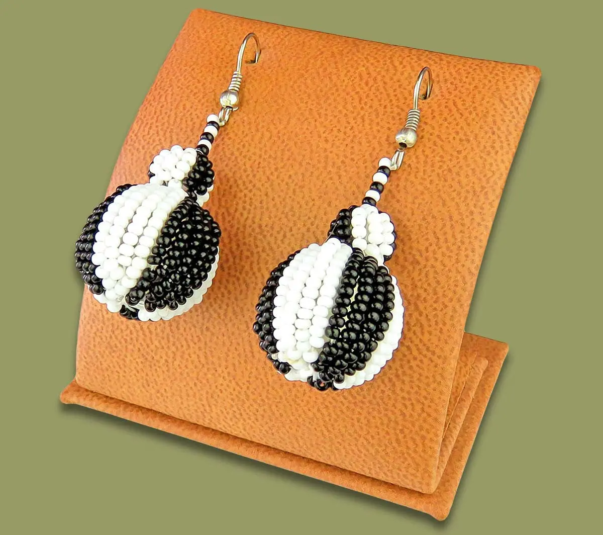 Bobble Earrings Black White 1