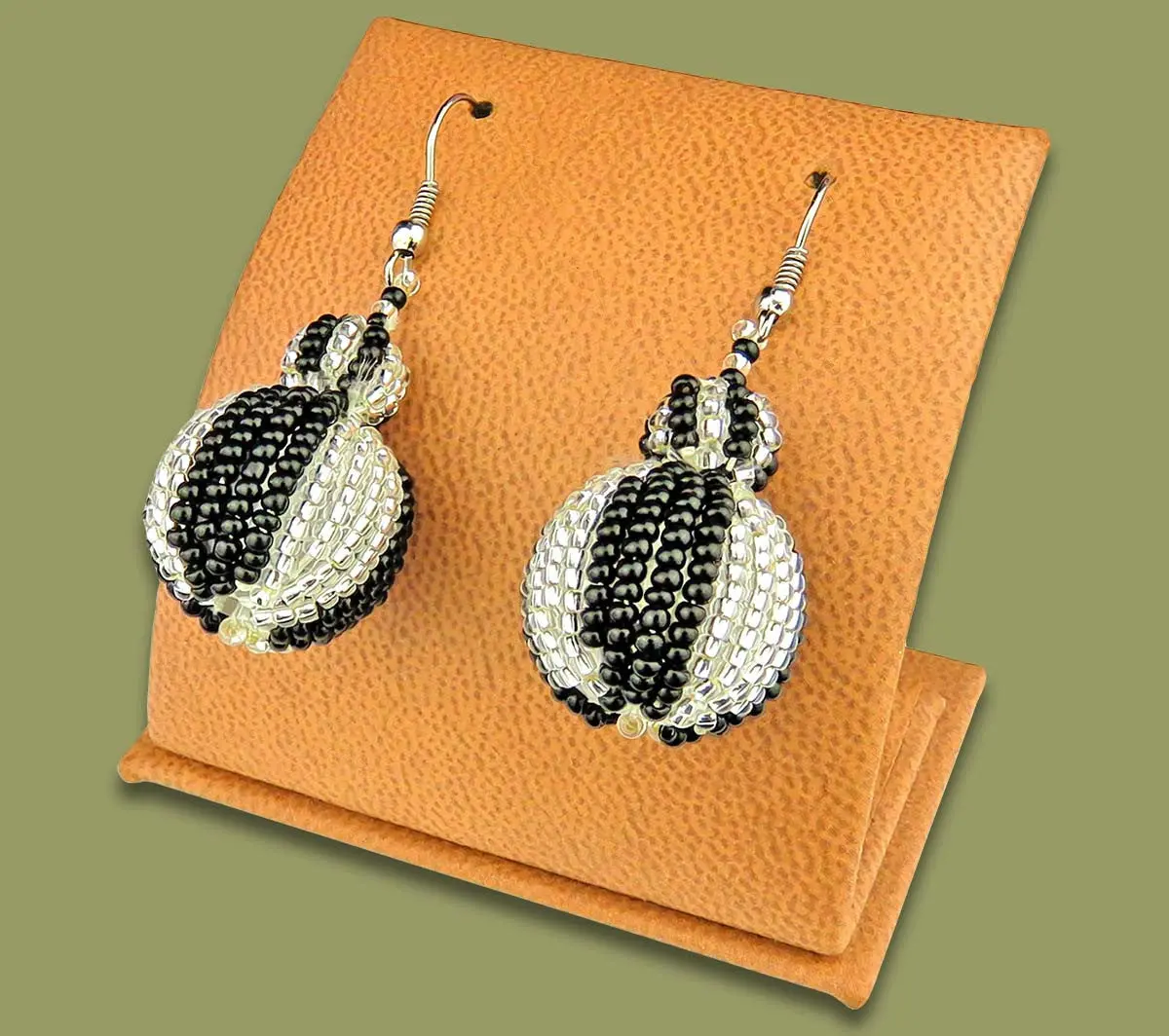 Bobble Earrings Silver Black 1