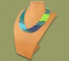 Beaded Necklace Zama Lime Navy Blue Jade 1