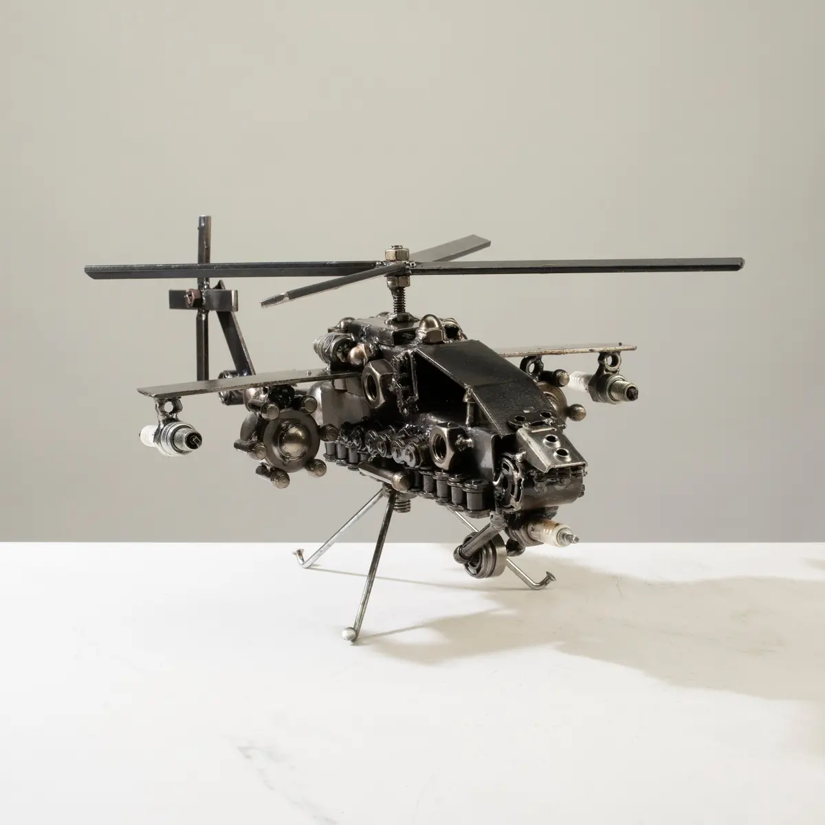 Apache Helicopter Recycled Metal Sculpture 1