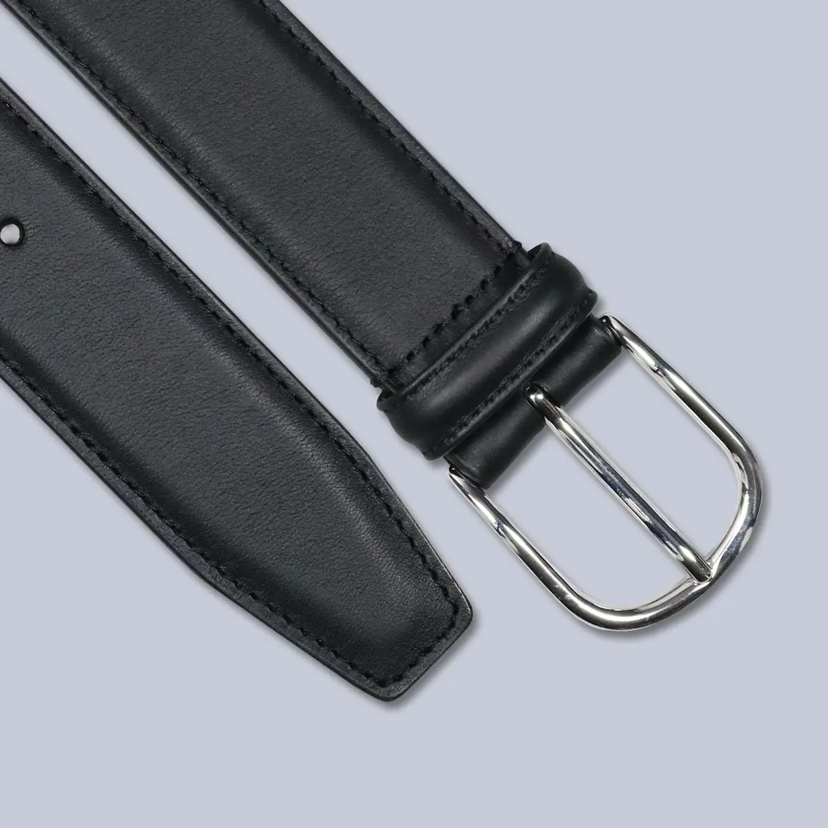 Black Wide Nappa Calf Leather Belt 1