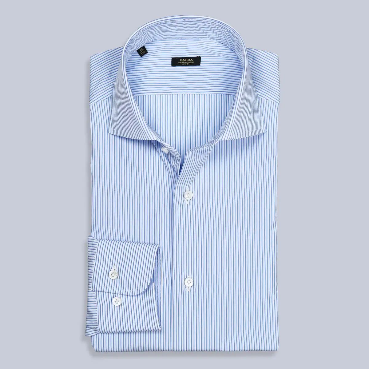 Blue Thin Double Striped Slim Cutaway Shirt 1