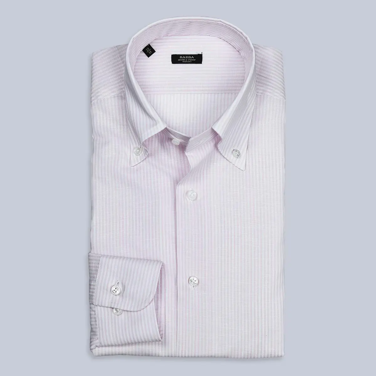Pink White Cotton Linen Slim Button Down Shirt 1
