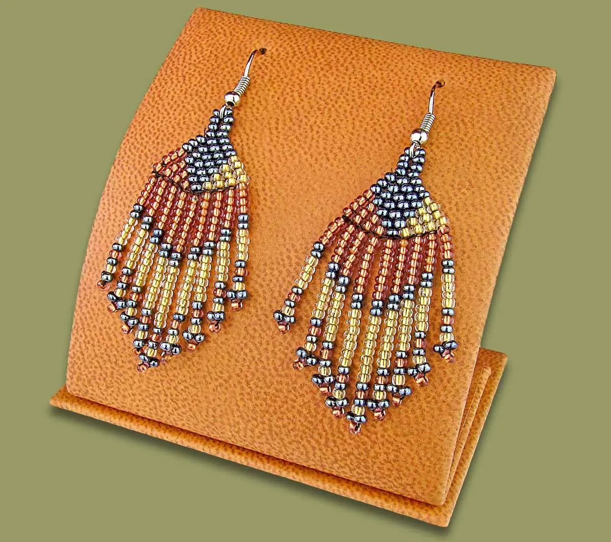 Beaded Zama Short Tassel Earrings Copper Metallic White Gold 1
