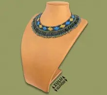 Beaded Thandi Necklace Blue Gold Black 1