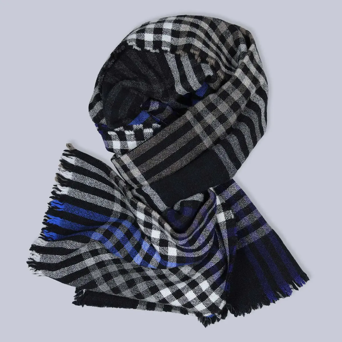 Navy Blue Washed Lambswool Cashmere Scarf 1