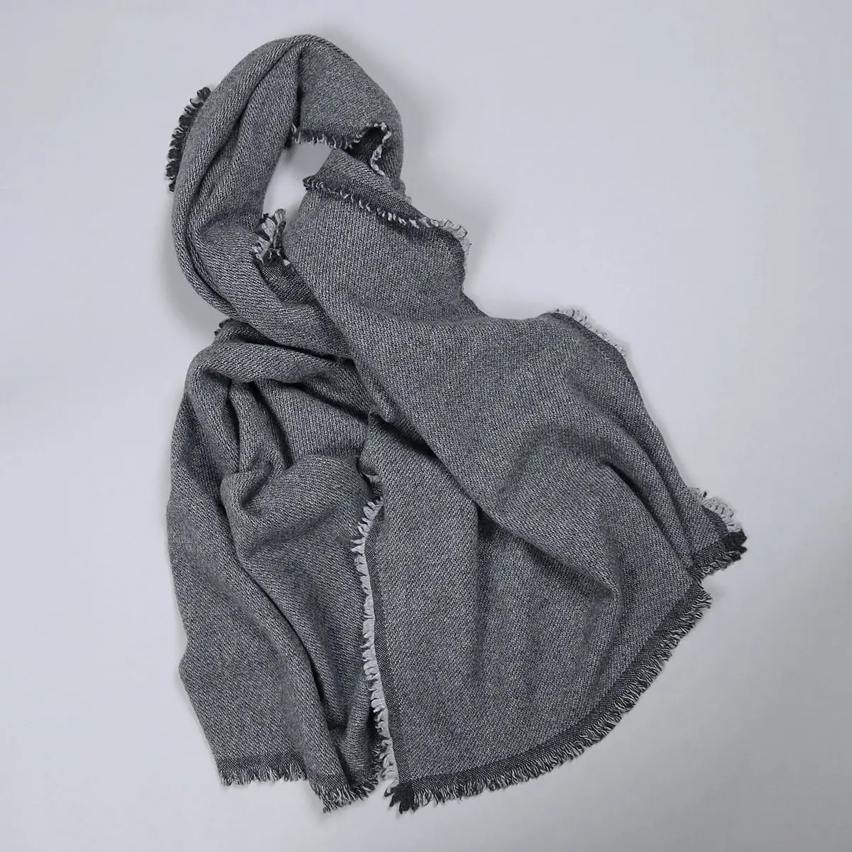 Dark Grey Cashmere Merino Wool Scarf 1