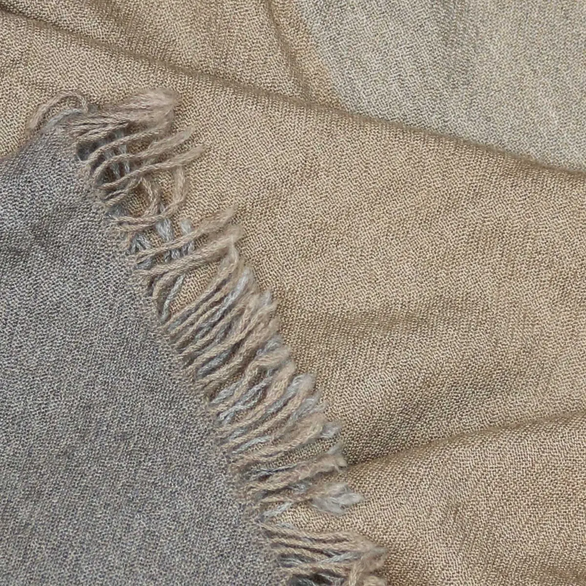 Natural Grey Two-Faced Cashmere Scarf 1