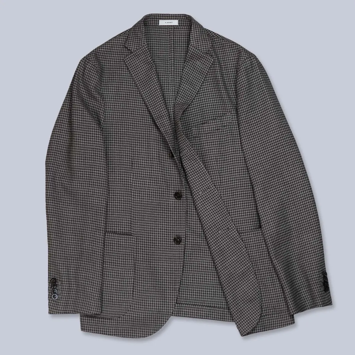 Brown Checked Wool Blend Blazer 1
