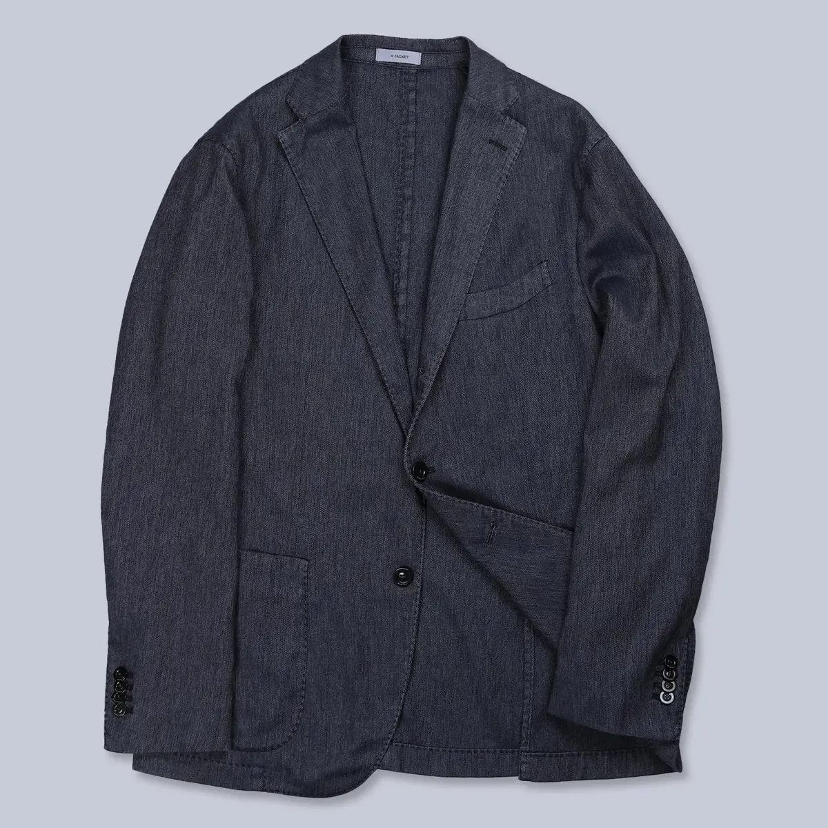 Denim Blue Cotton Linen Blazer 1