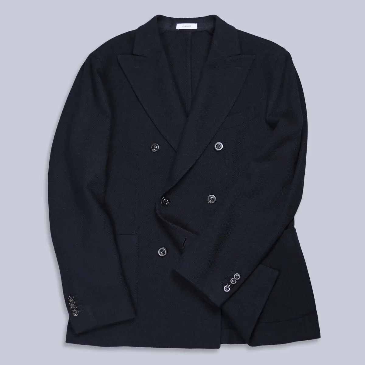 Navy Wool Cashmere Double-Breasted Blazer 1