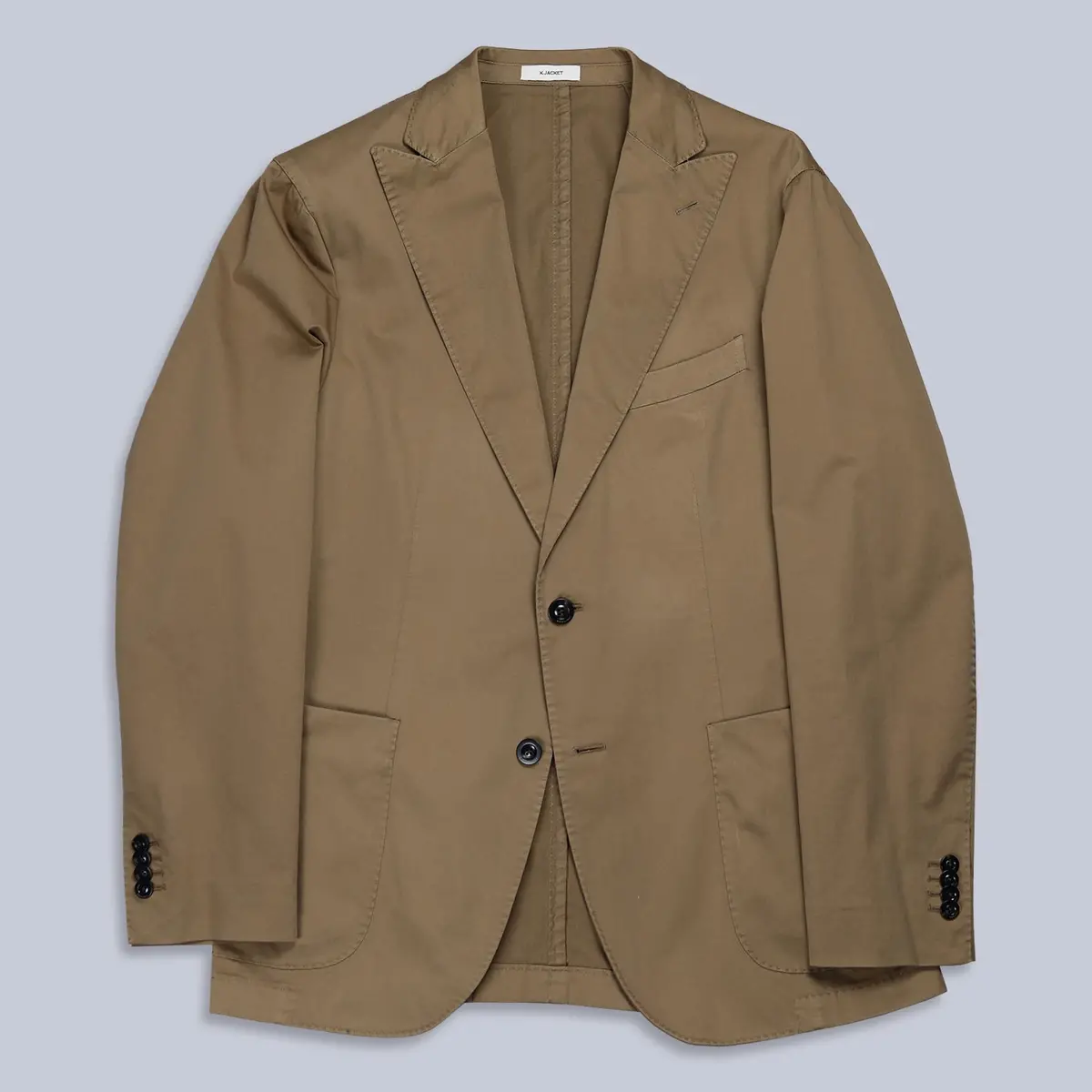 Tobacco Brown Peak Lapel Cotton Blazer 1