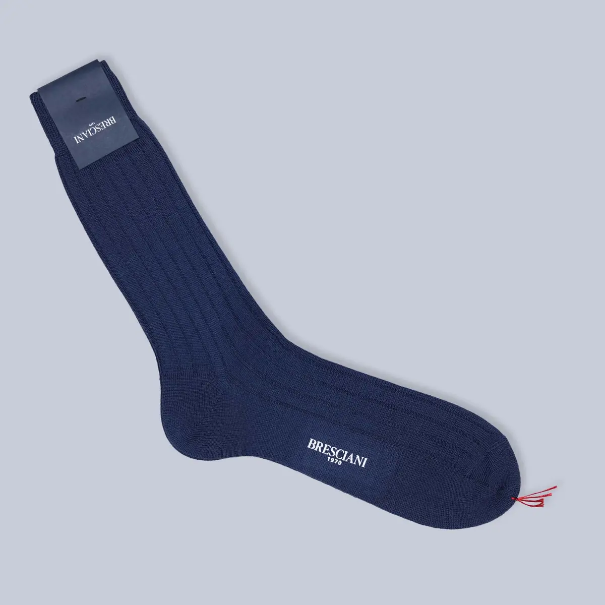 Blue Ribbed Ankle Length Wool Socks 1
