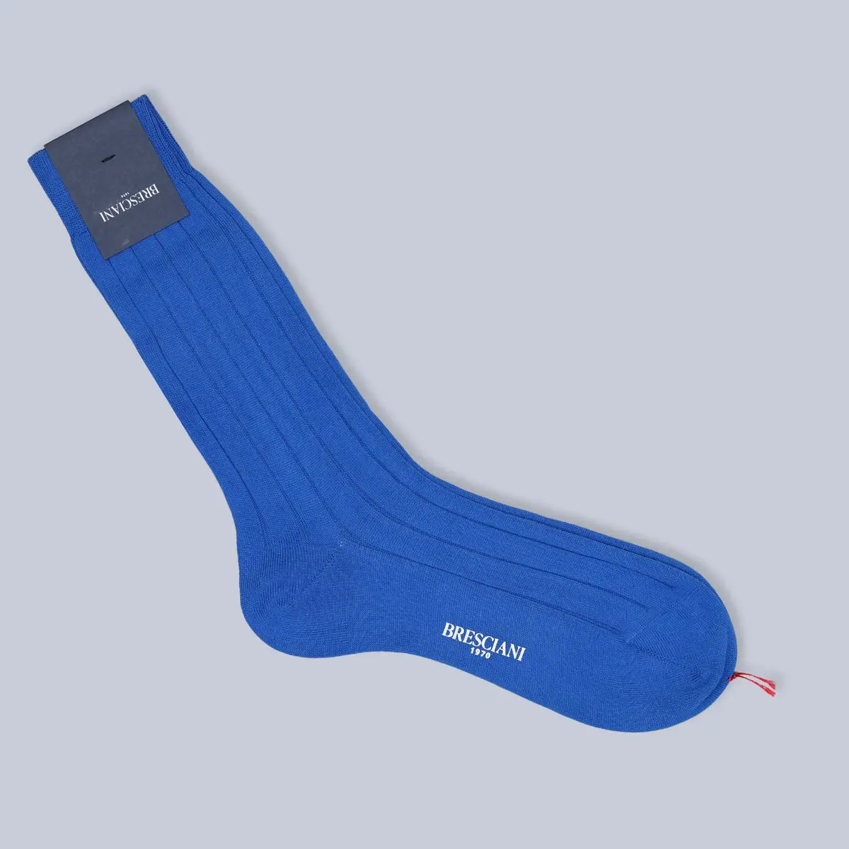 Royal Blue Wide Ribbed Ankle Length Cotton Socks 1