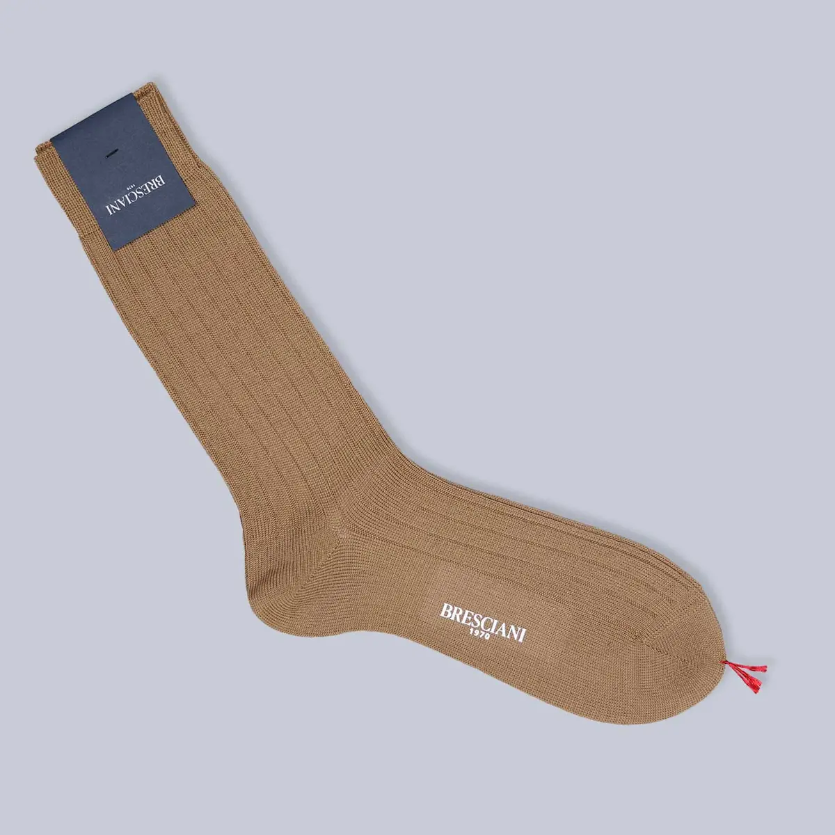 Camel Ribbed Ankle Length Wool Socks 1