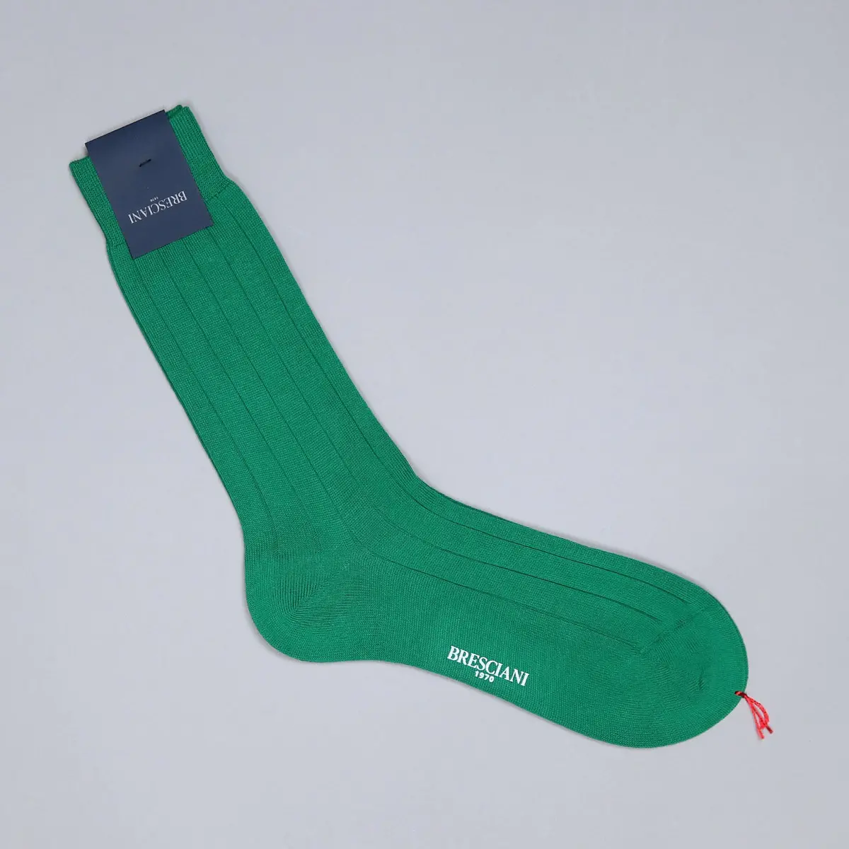 Green Wide Ribbed Cotton Ankle Length Socks 1