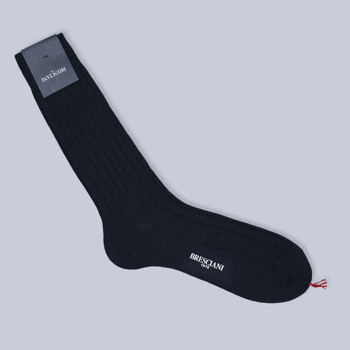 Navy Ribbed Ankle Length Wool Socks 1