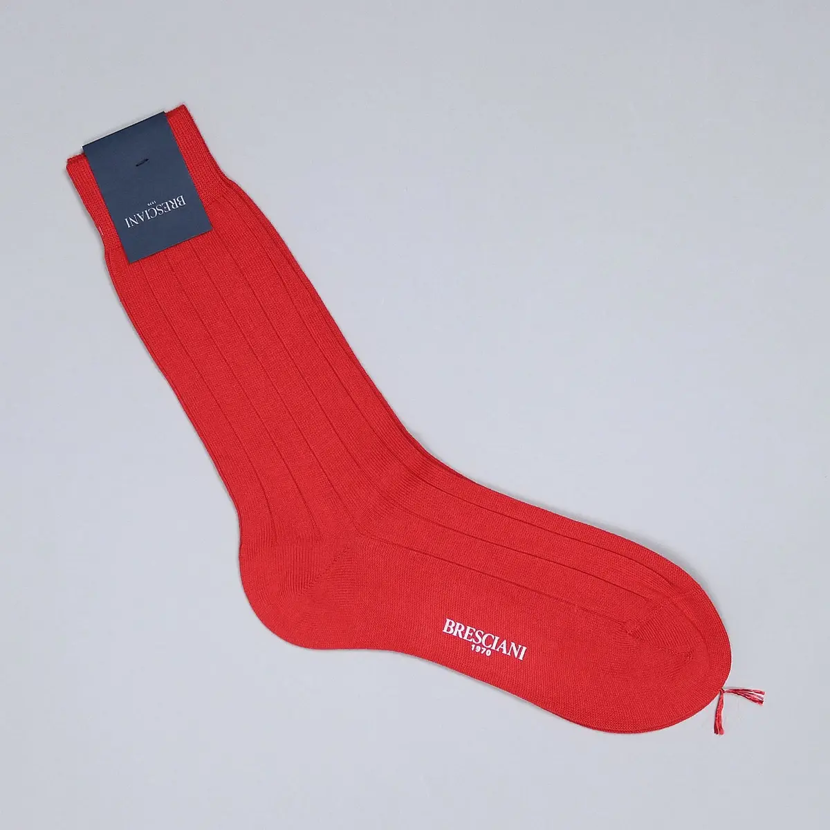 Red Wide Ribbed Cotton Ankle Length Socks 1