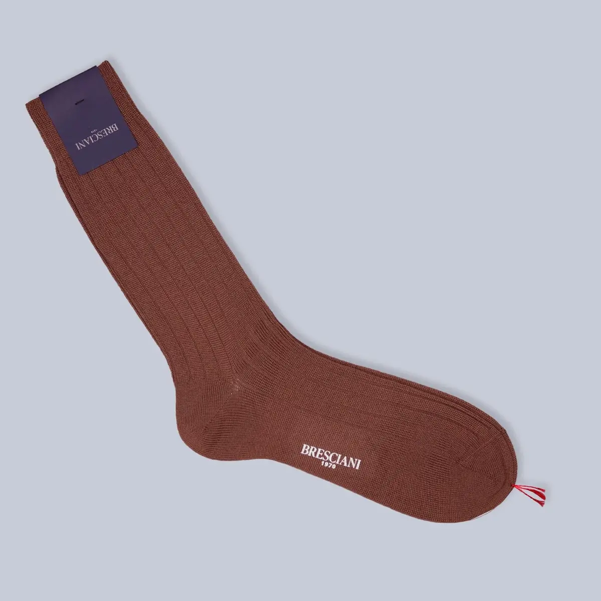 Rust Brown Ribbed Ankle Length Wool Socks 1