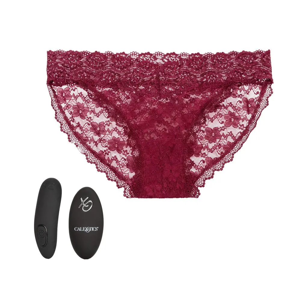 Remote Control Lace Panty Set - Burgundy 1