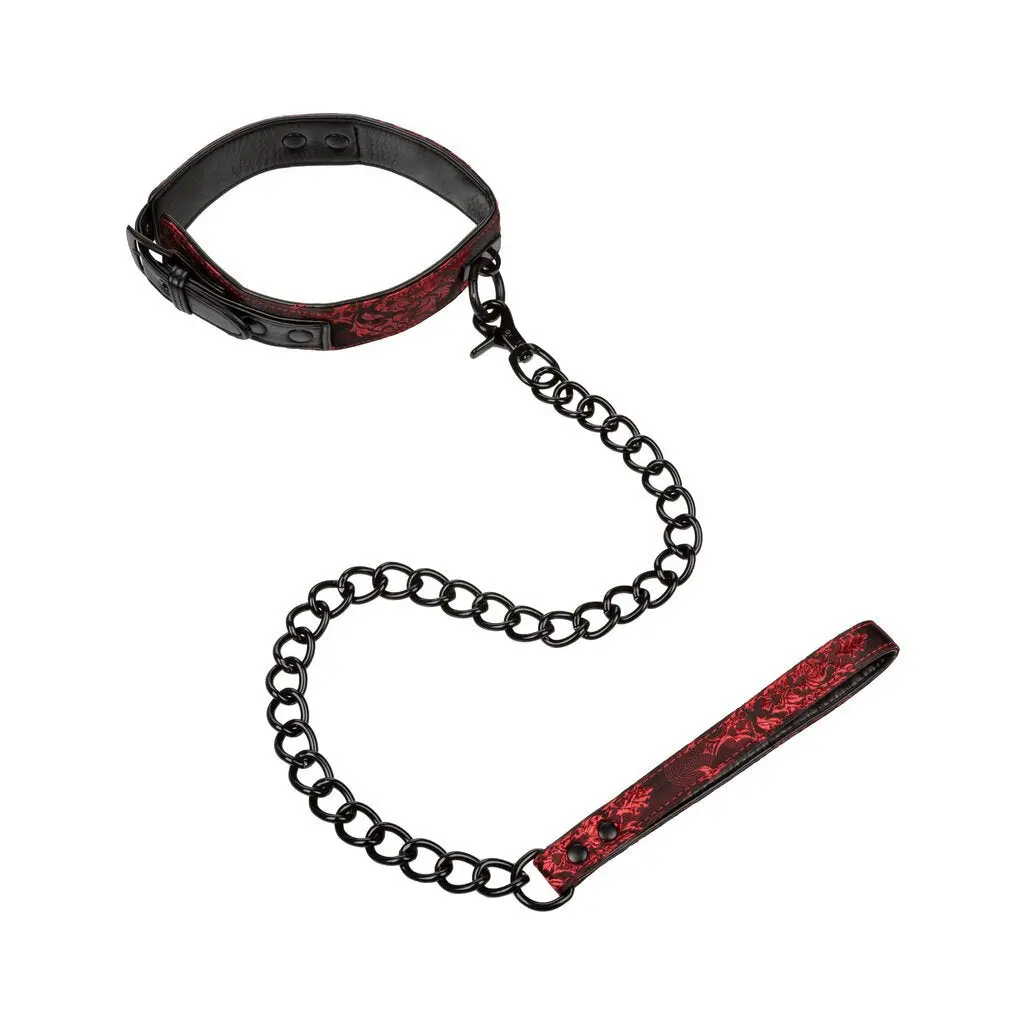 Scandal Collar With Leash - Red 1