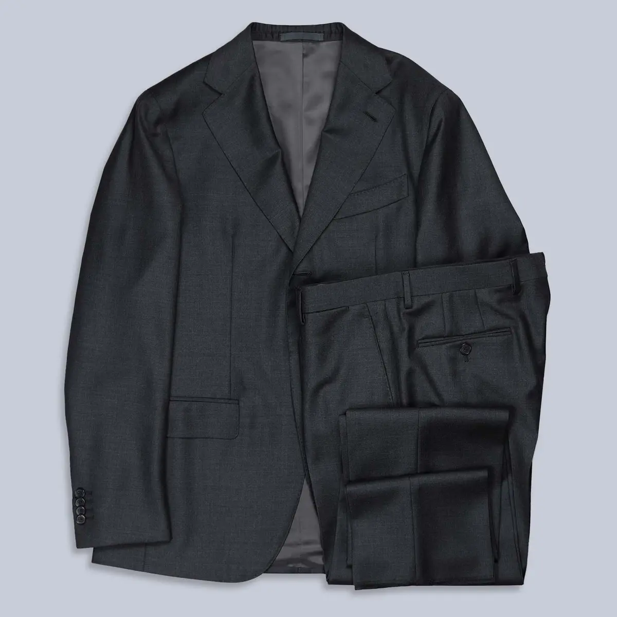 Charcoal Sharkskin 130S Wool Suit 1